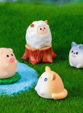 微景观创意可爱卡通圆嘟嘟青蛙动物公仔树脂装饰品配件车载小摆件