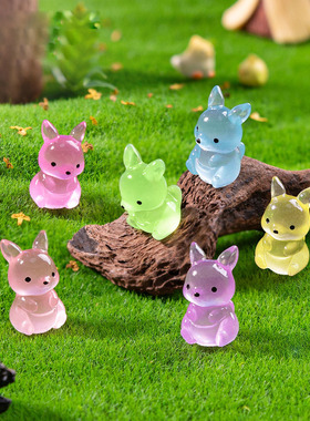 微景观简约创意夜光袋鼠萌粒园艺造景 DIY装饰品迷你树脂小摆件