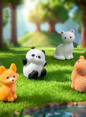 微景观创意可爱豚熊猫动物园艺造景 DIY装饰品迷你桌面树脂小摆件