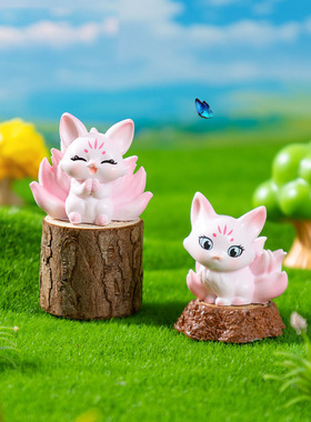 微景观创意树脂工艺品可爱休闲板凳小狐仙园艺造景 DIY装饰品摆件