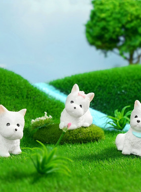 苔藓微景观简约创意西高地白梗犬小狗动物 DIY装饰品迷你桌面摆件
