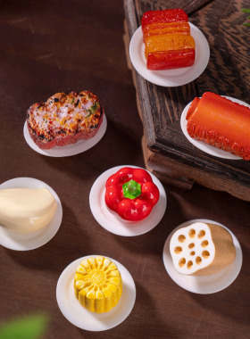 微景观创意仿真食玩蔬菜五花肉排骨 DIY冰箱贴迷你饰品树脂小摆件