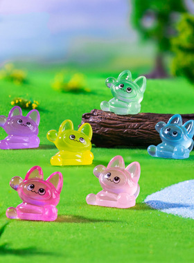 跨境外贸微景观简约夜光呆呆小猫公仔萌粒 DIY装饰品迷你树脂摆件