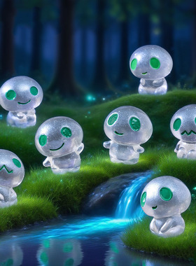 跨境微景观创意卡通夜光小小外星人萌粒 DIY装饰品迷你树脂小摆件