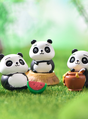 微景观简约现代树脂工艺品可爱卡通动物新款小熊猫蜜罐方盒小摆件