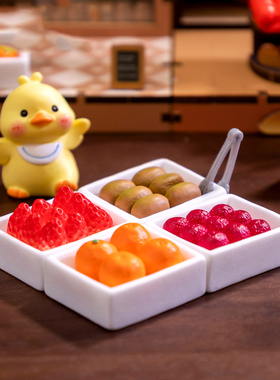 微景观创意仿真水果樱桃杨梅芒果草莓娃娃屋 DIY装饰品树脂小摆件