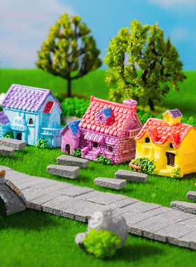 微景观简约仿真别墅房子小汽车园艺造景 DIY装饰品车载桌面小摆件