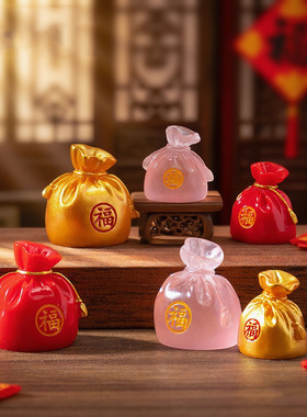 微景观简约现代马年新年吉祥福袋小马公仔 DIY装饰品迷你树脂摆件