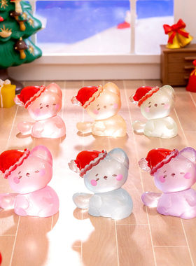 微景观可爱卡通夜光圣诞猫diy娃屋造景装饰品桌面车载迷你小摆件