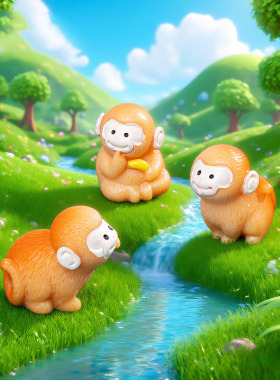 微景观创意可爱吗喽萌粒公仔园艺造景 DIY装饰品迷你桌面树脂摆件