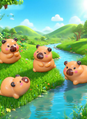 微景观简约创意可爱卡皮巴拉水豚 DIY装饰品迷你车载桌面小摆件