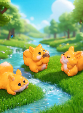 微景观创意可爱灵动小松鼠公仔动物DIY装饰品配件迷你桌面小摆件