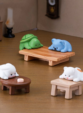 微景观创意可爱小猪乌龟趴趴小动物公仔 DIY装饰品迷你树脂小摆件