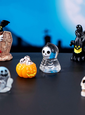 微景观跨境外贸万圣节水晶球装饰品配件幽灵南瓜无脸怪万圣帽摆件
