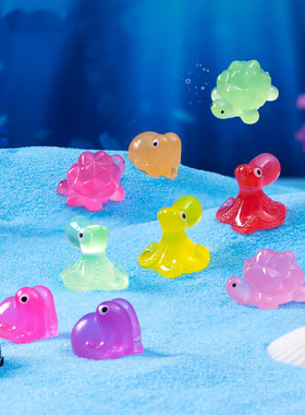 跨境外贸微景观创意夜光海洋动物章鱼乌贼鱼缸造景 DIY装饰品摆件