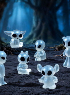 跨境外贸简约创意卡通夜光外星人公仔 园艺造景DIY装饰品迷你摆件