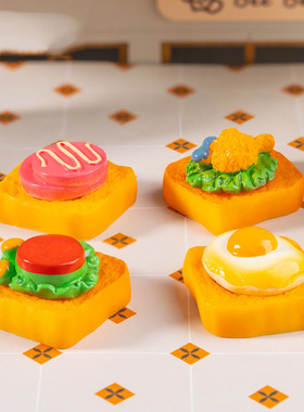 微景观简约创意仿真食玩早餐三明治 DIY装饰品奶油胶冰箱贴小摆件