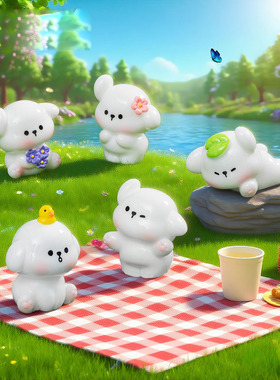 微景观创意可爱春夏小狗萌粒公仔 DIY装饰品迷你车载桌面小摆件