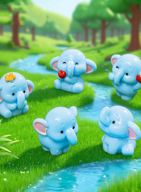 微景观创意可爱小象萌粒公仔园艺造景 DIY装饰品迷你桌面树脂摆件