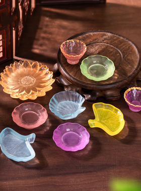 微景观简约创意夜光透色盘银杏盘子食玩 DIY装饰品迷你桌面小摆件