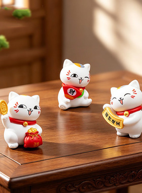 微景观创意可爱招财猫公仔萌粒 娃屋diy装饰品迷你桌面车载小摆件