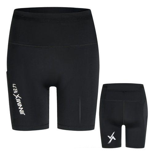 JINNMIX3分防水腰包侧包一圈仓袋紧身高弹短裤男女黑运动户外瑜伽 - 图3