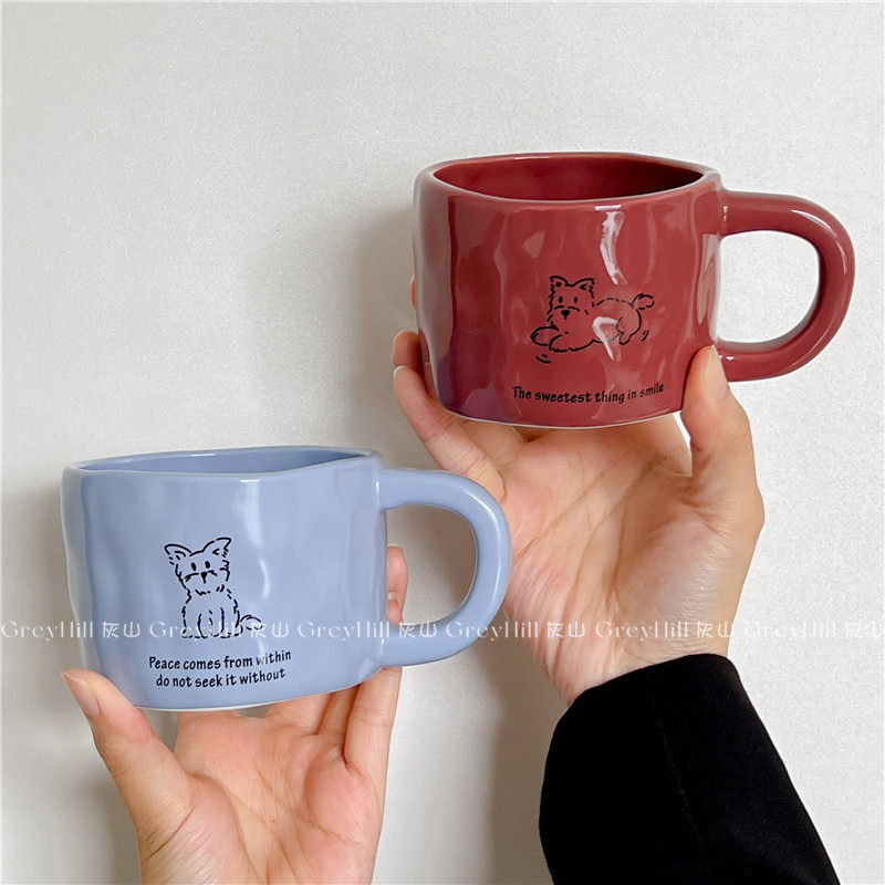 复古ins陶瓷情侣送礼马克杯高级家用创意咖啡杯小狗韩风礼品水杯,淘宝优惠券,粉丝福利购,淘宝优惠卷