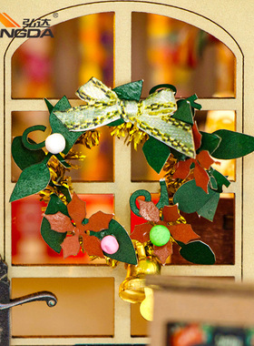 圣诞糖果屋木质家居摆件圣诞礼物娃娃屋拼装diy手办模型玩具跨境