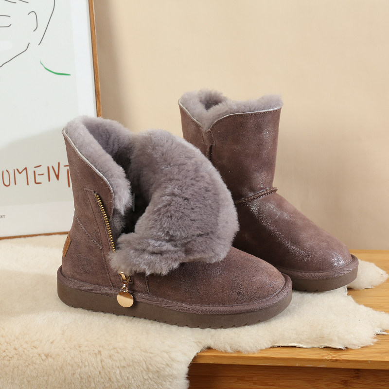 东北雪地靴女款2025冬季加绒中筒靴防滑皮毛一体棉鞋真皮羊毛棉靴,淘宝优惠券,粉丝福利购,淘宝优惠卷