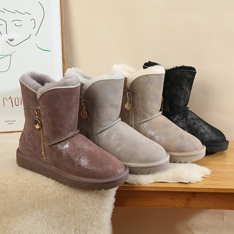 东北雪地靴女款2025冬季加绒中筒靴防滑皮毛一体棉鞋真皮羊毛棉靴,淘宝优惠券,粉丝福利购,淘宝优惠卷