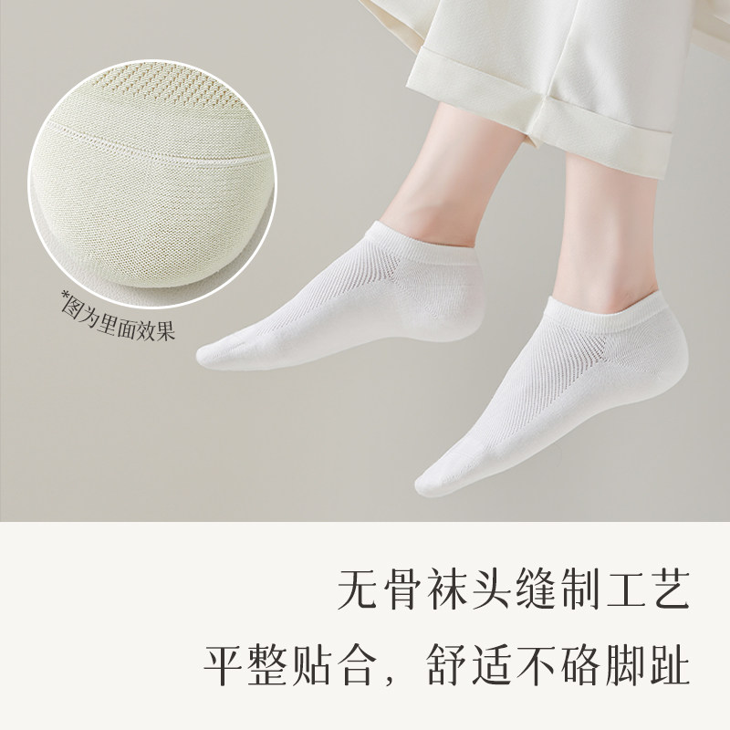 袜子女船袜女夏款网眼透气纯色棉袜防臭无骨吸汗抗菌防臭浅口短袜