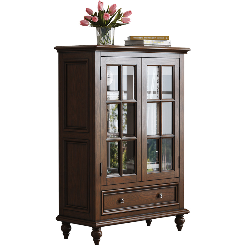 森趣美式复古乡村矮柜子收纳储物柜白蜡木双开门矮酒柜欧式风格,淘宝优惠券,粉丝福利购,淘宝优惠卷