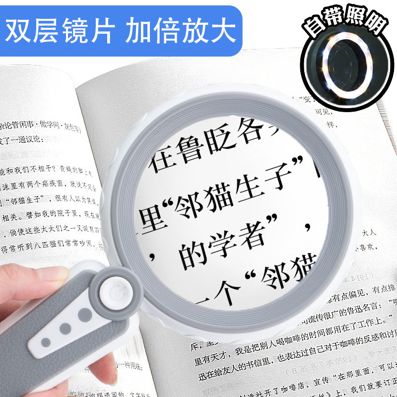 60倍放大镜高清老人阅读特大专用可充电护眼冷暖光手持式维修1000 - 图2