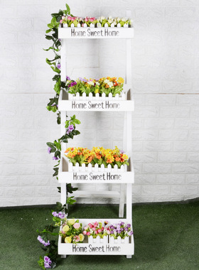 多肉落地花架多层置物架摆件黑板