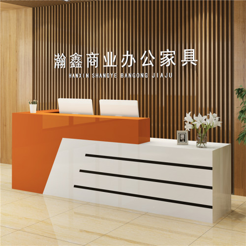 简约现代前台桌接待台迎宾台教育培训吧台定制转角烤漆收银台柜台 - 图0