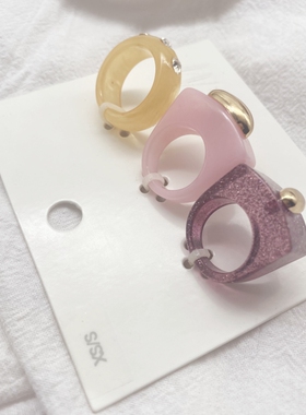 女亚克力树脂欧美套装戒指戒指