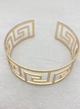 欧美风金色开口镂空几何手镯女