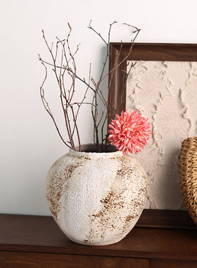 SoftHome复古陶瓷花复古新中式陶侘寂风级感插花花客厅装饰摆件