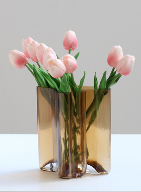 SoftHome现简约创意不规则云朵花居家客厅餐桌软装水培玻璃摆件