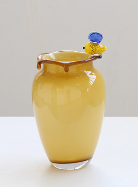 创意黄色蜜蜂装饰玻璃花瓶餐厅客厅插花水培家居装饰摆件北欧