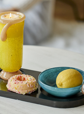 复古风双色迷你餐盘果盘台面餐桌家居软装酒店陈列摆件品拍照道具