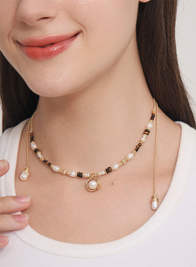 SUM汽泡·虎眼珍珠项链·原创设计款天然淡水珍珠虎眼石温柔秋冬