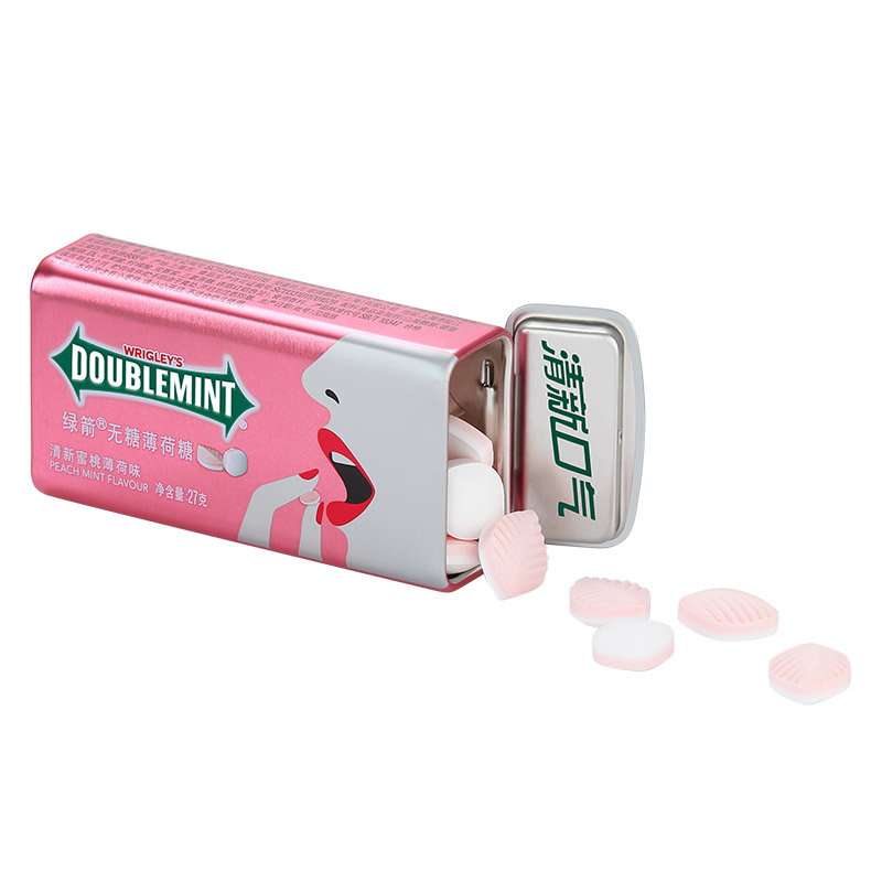 绿箭新品无糖薄荷糖铁盒装27g3瓶口香糖樱花桂花味激酷薄荷蜜桃味 - 图1