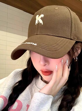 鸭舌帽硬顶字母K刺绣显脸小百搭