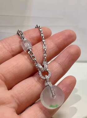 轻奢设计双开扣万用链金色镶嵌吊坠扣头项链随意搭配