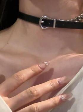 小众设计感黑色皮带扣choker日常百搭脖子配饰短款项圈极简颈环女