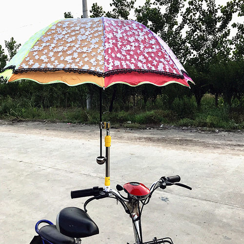 自行车伞架单车雨伞支架电动车遮阳撑伞架婴儿车三四轮不锈钢支撑 - 图2