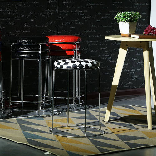 厂家直销凳子餐桌凳家用椅子高圆凳简约现代成人塑料凳实木钢筋凳 - 图0