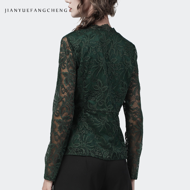 法式别致设计感长袖女2022洋气t恤 简约方程女装蕾丝衫/雪纺衫