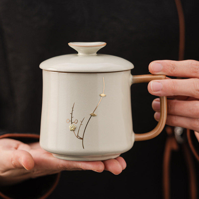 锯钉汝窑茶杯马克杯个人专用杯办公杯中式喝茶杯水杯送礼高档礼盒,淘宝优惠券,粉丝福利购,淘宝优惠卷